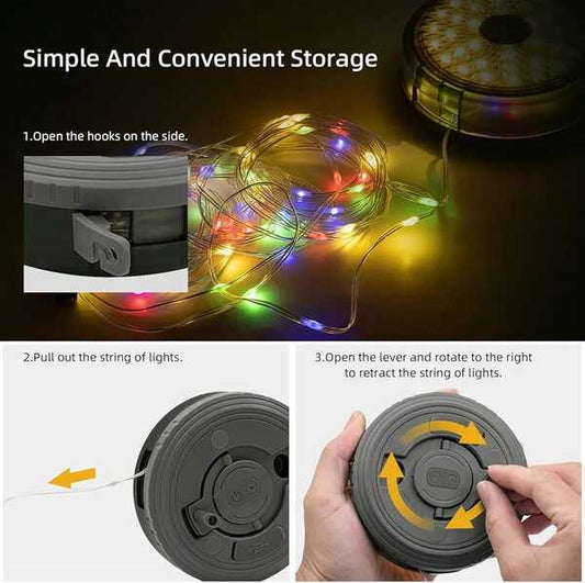 كشاف LED متعدد الوظائف مع حبل زينة 10 متر