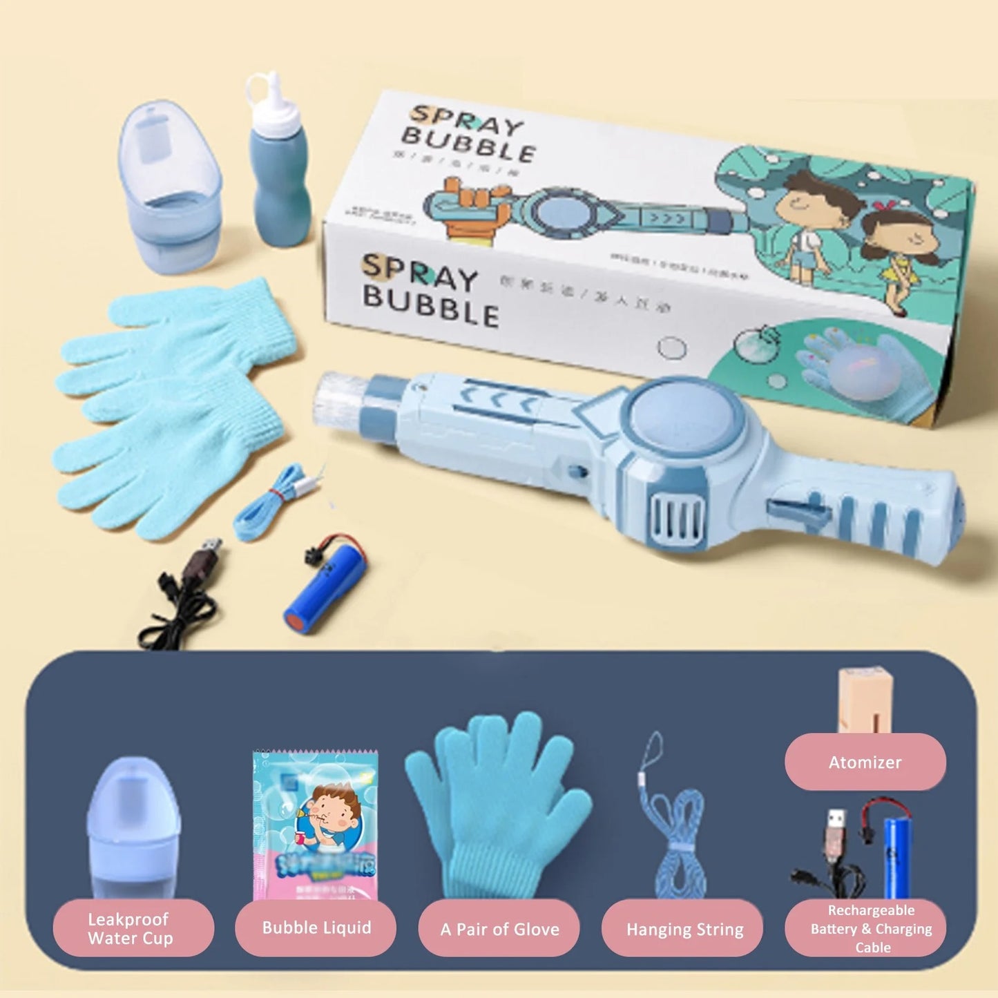 فقاعات الغيوم بالقفازات السحرية – لعبة الفقاعات التفاعلية الآمنة للأطفال