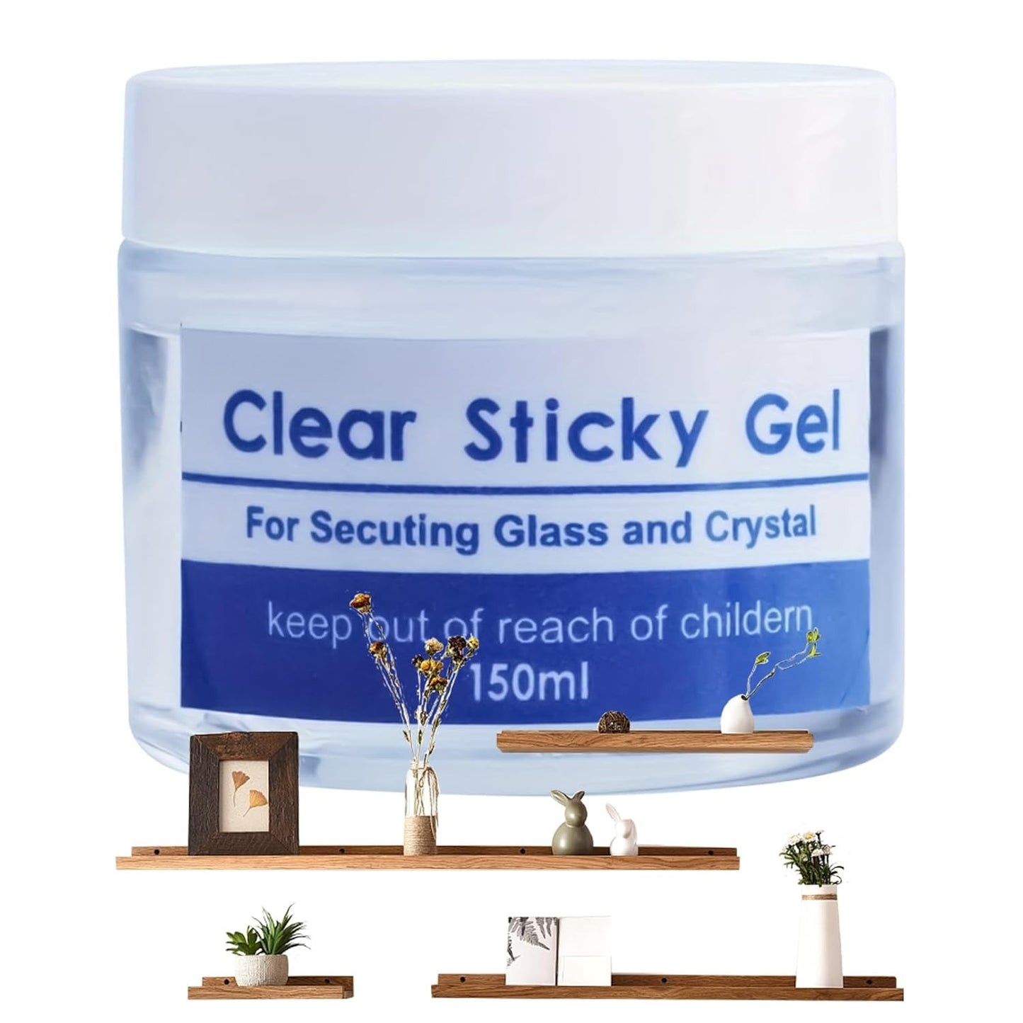 جل التثبيت الشفاف للمقتنيات الفنية والمجسمات الزجاجية بدون أثر