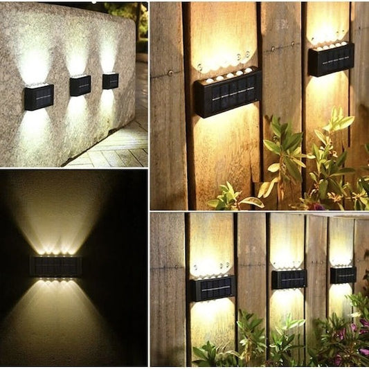 مصباح جداری مزدوج يعمل بالطاقة الشمسية - إنارة علوية وسفلية (عبوة 2 حبة)