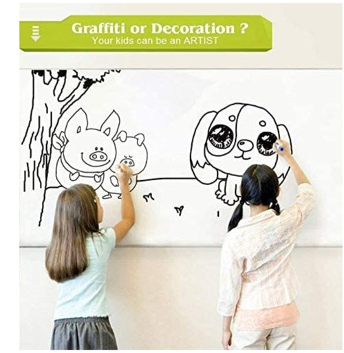 ملصق سبورة بيضاء ذاتي اللصق وقابل للمسح مع قلم