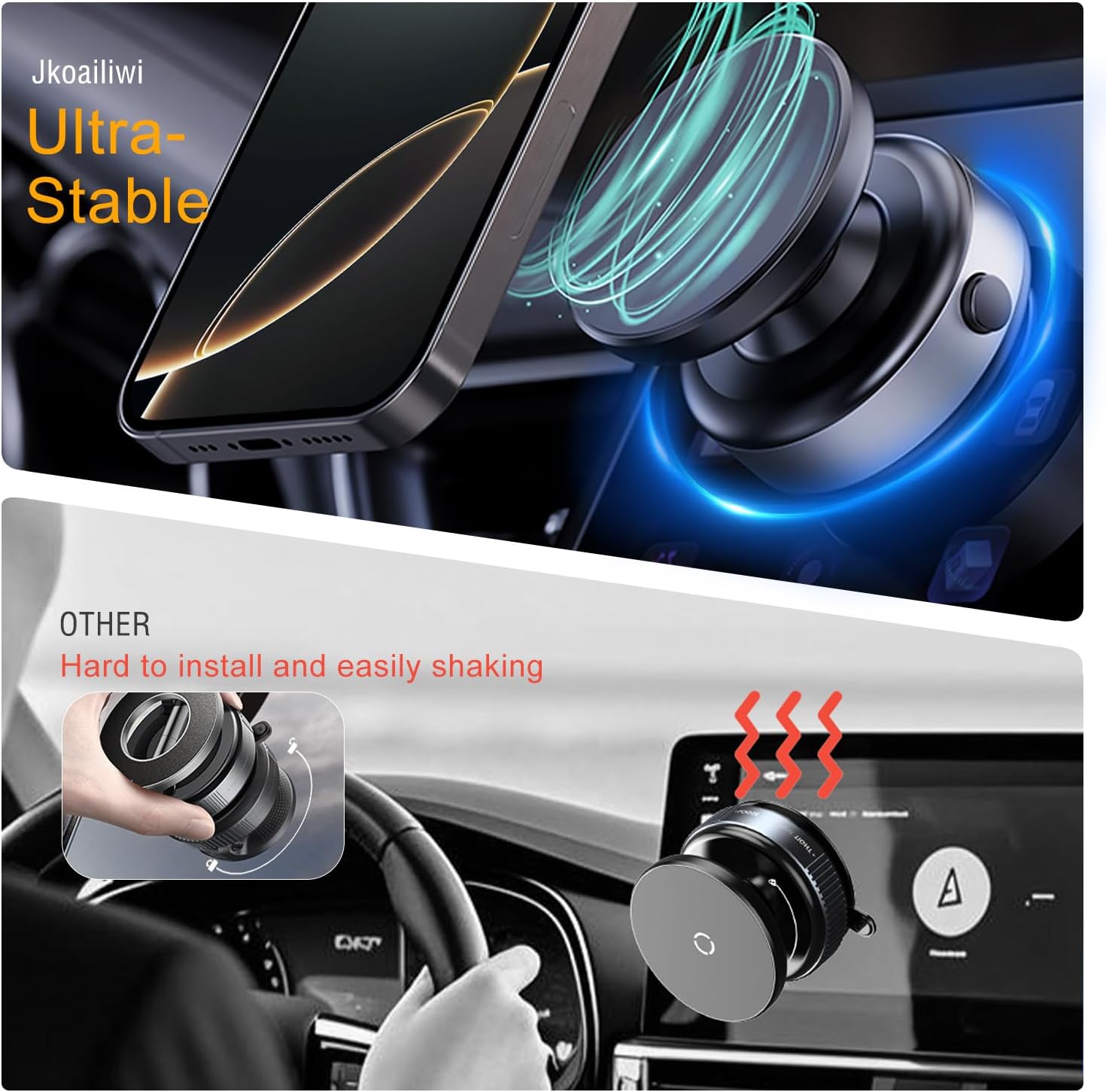 حامل الهاتف المغناطيسي الذكي 2025 – ثبات خارق في أي مكان!