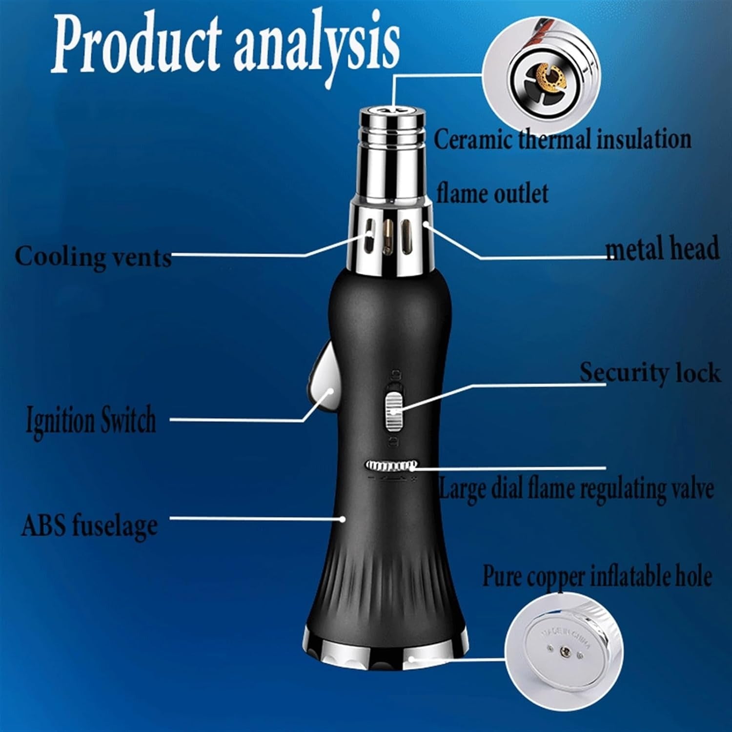 الولاعة الأقوى اللهبية النفاثة و هدية عبوة غاز– تصميم معدني مقاوم للرياح