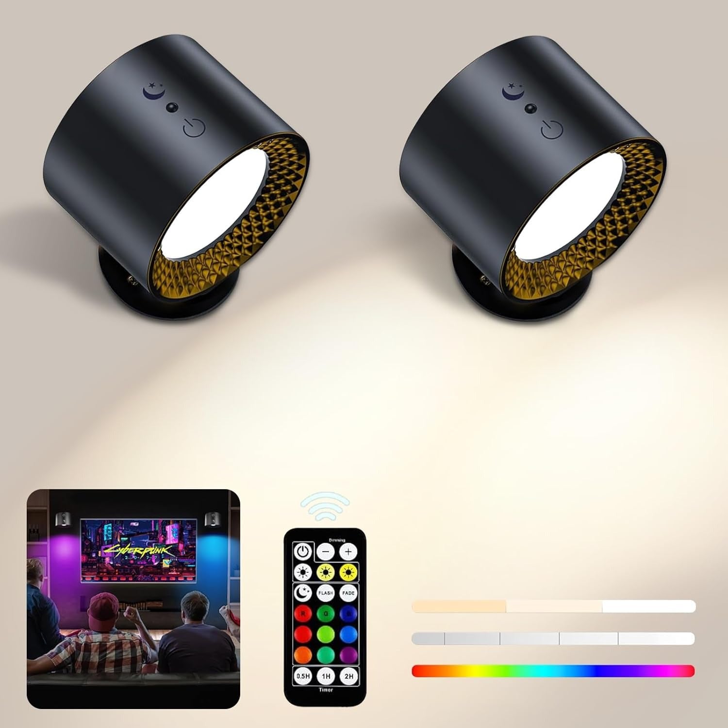 مصباح جداري حديث بتقنية اللمس – تصميم مغناطيسي لاسلكي ببطارية قابلة للشحن