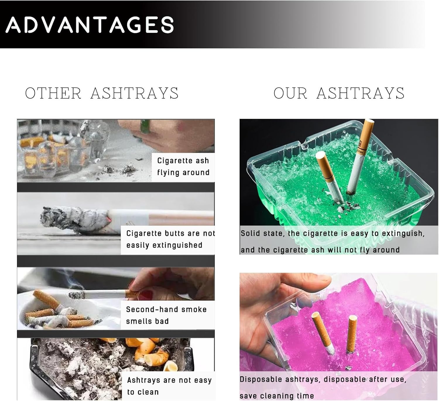 منفضات سجائر بدون دخان للاستعمال مرة واحدة