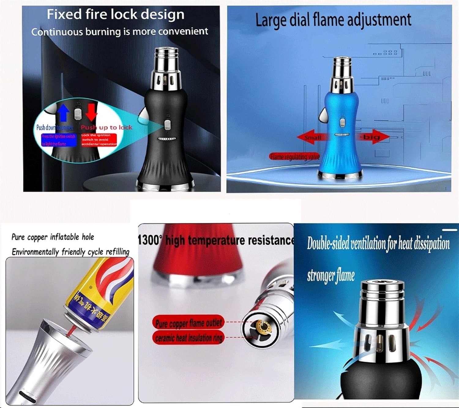 الولاعة الأقوى اللهبية النفاثة و هدية عبوة غاز– تصميم معدني مقاوم للرياح