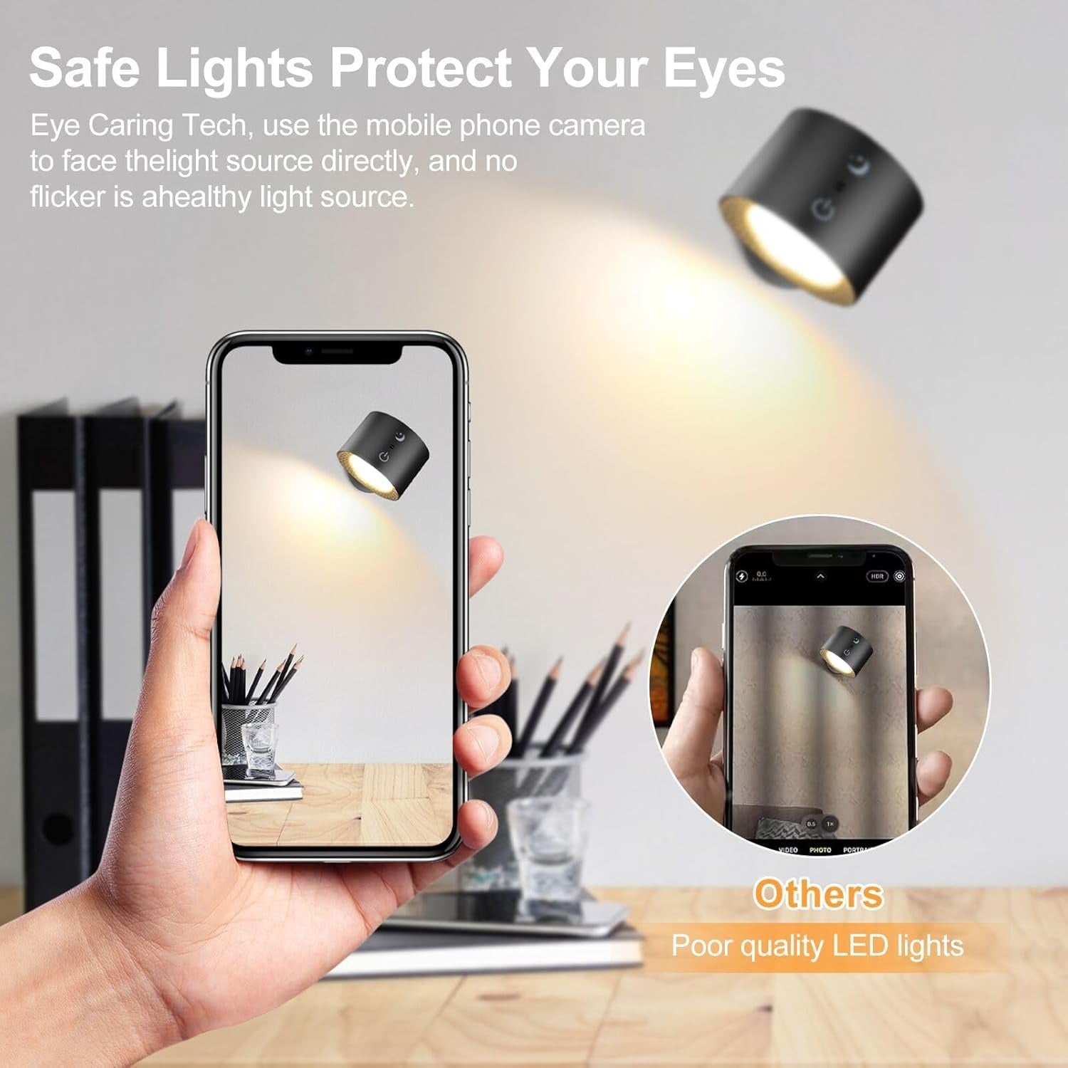 مصباح جداري حديث بتقنية اللمس – تصميم مغناطيسي لاسلكي ببطارية قابلة للشحن