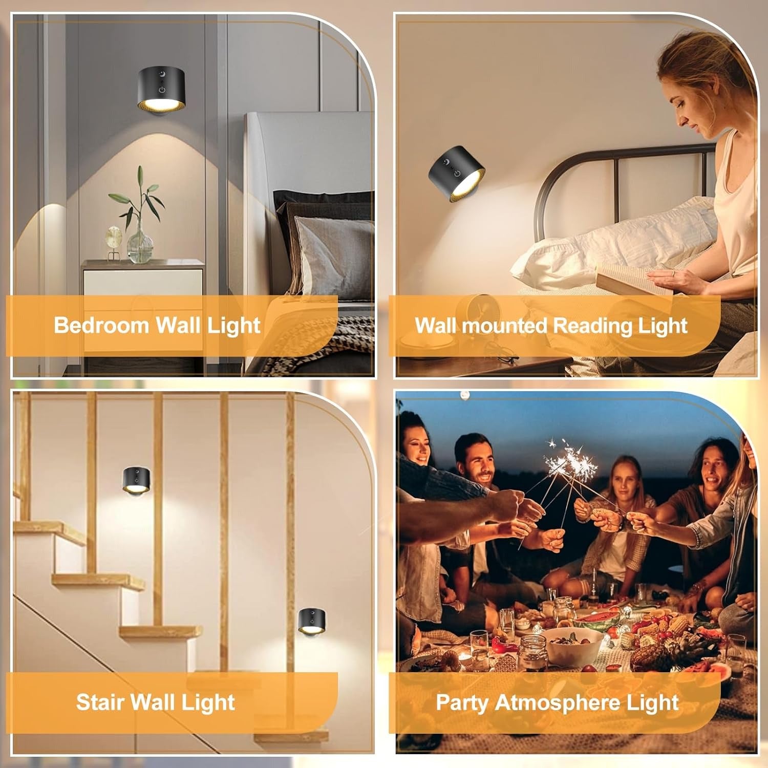 مصباح جداري حديث بتقنية اللمس – تصميم مغناطيسي لاسلكي ببطارية قابلة للشحن