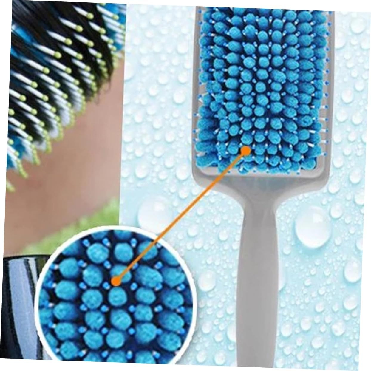 فرشاة تصفيف وتجفيف الشعر – إسفنجية ماصّة للماء مع تدليك مريح للفروة