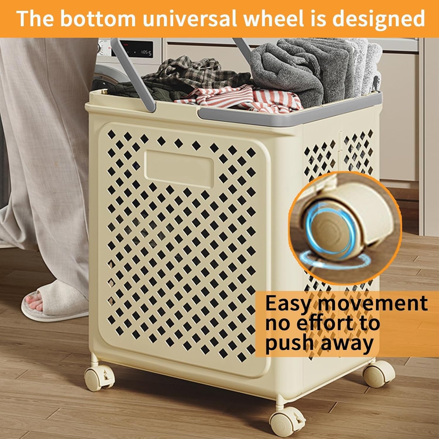 سلة تخزين متعددة الاستخدام على عجلات ومقابض – قابلة للطي ومثالية للغسيل والألعاب