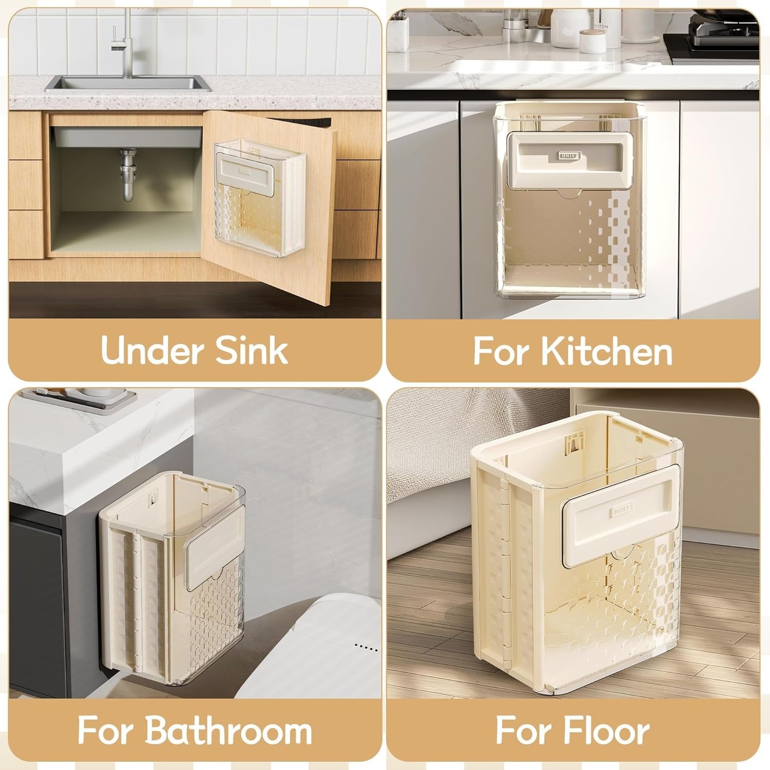 سلة قمامة ذكية قابلة للطي بإغلاق مغناطيسي