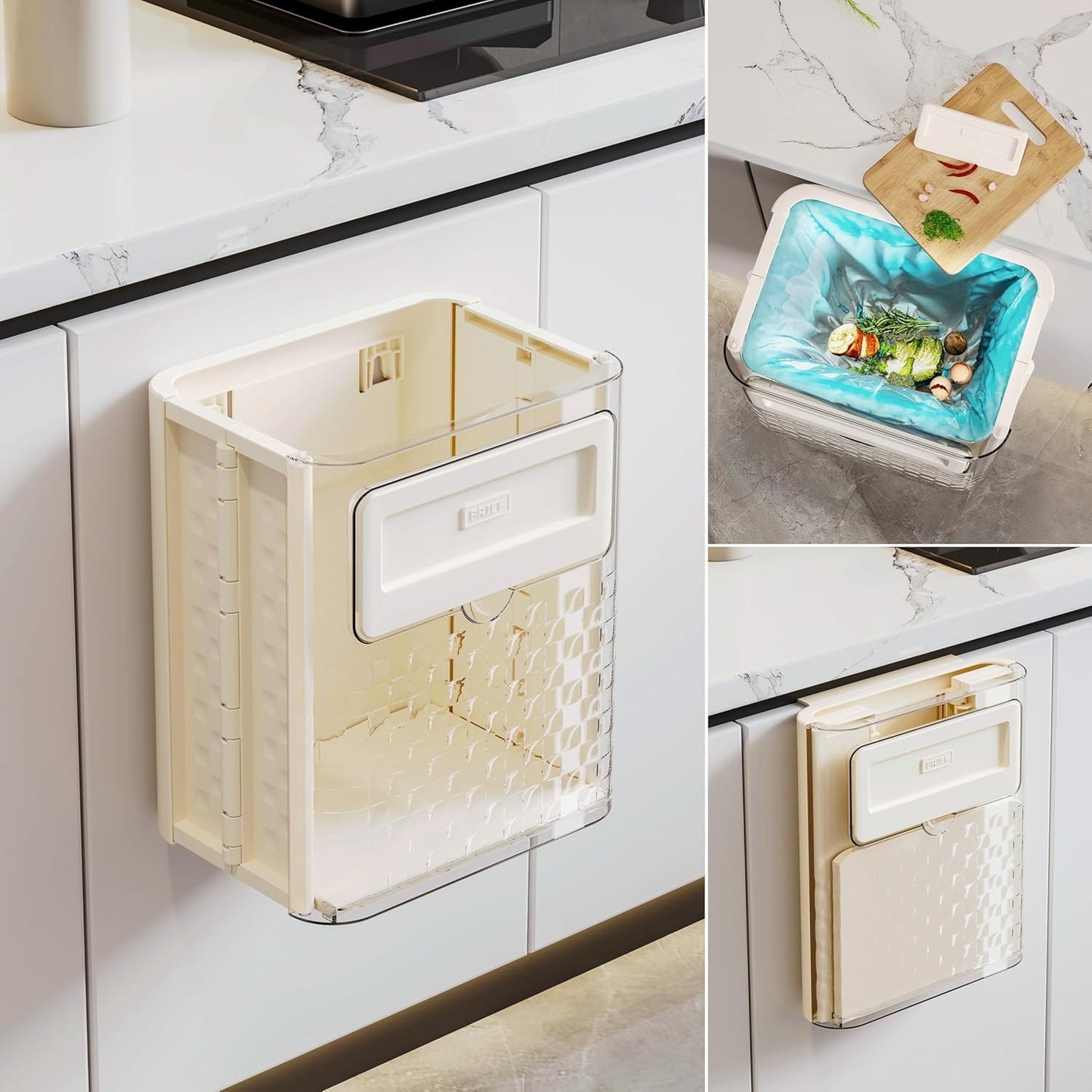 سلة قمامة ذكية قابلة للطي بإغلاق مغناطيسي