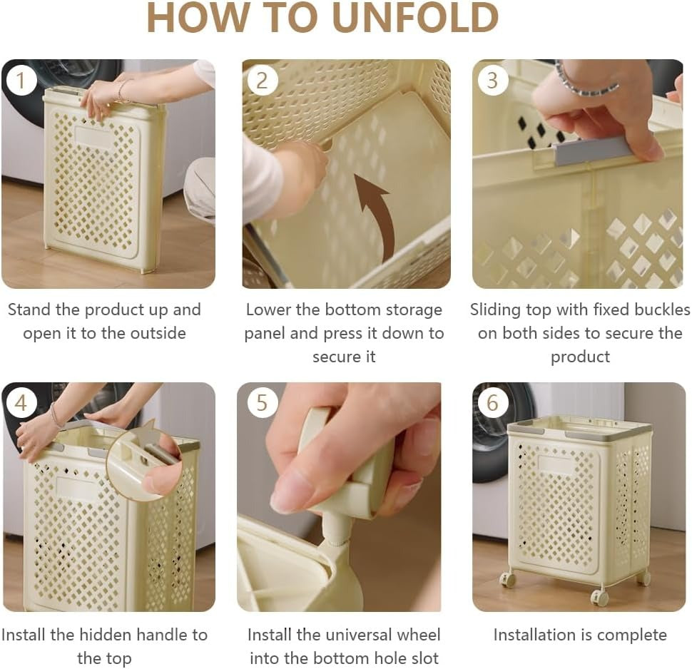 سلة تخزين متعددة الاستخدام على عجلات ومقابض – قابلة للطي ومثالية للغسيل والألعاب