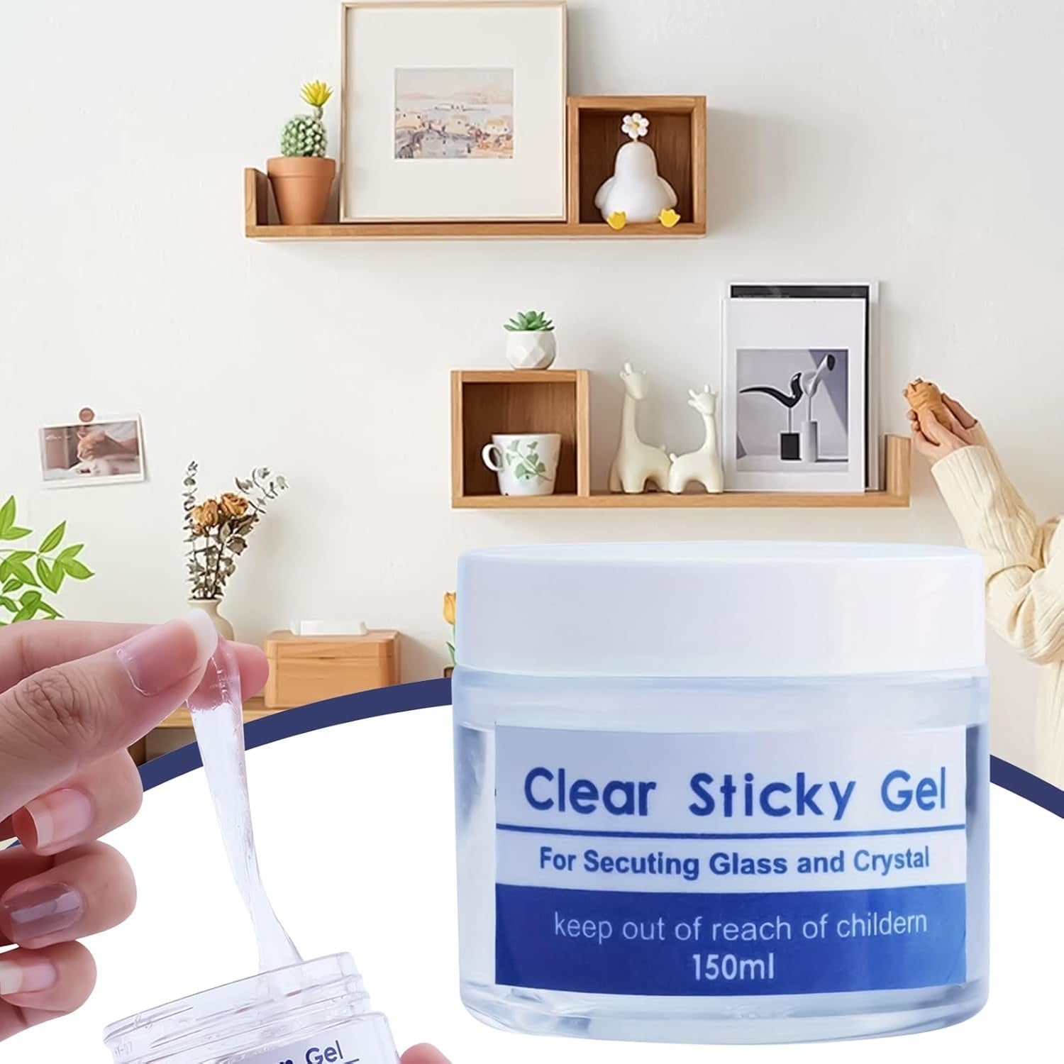 جل التثبيت الشفاف للمقتنيات الفنية والمجسمات الزجاجية بدون أثر