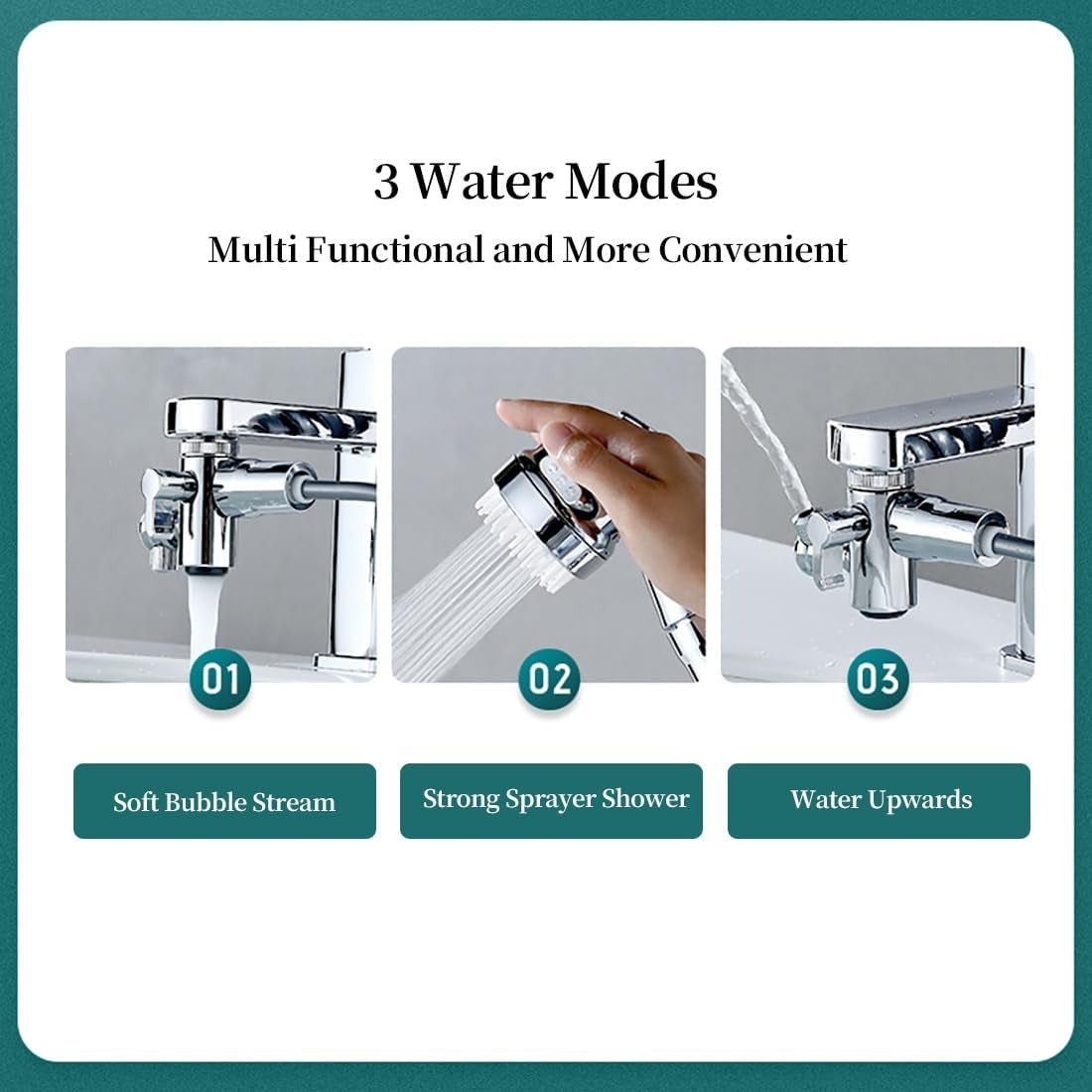 حنفية ماء متعددة الوظائف 3 في 1 – بتصميم دوار 360° ورأس دش للتدليك