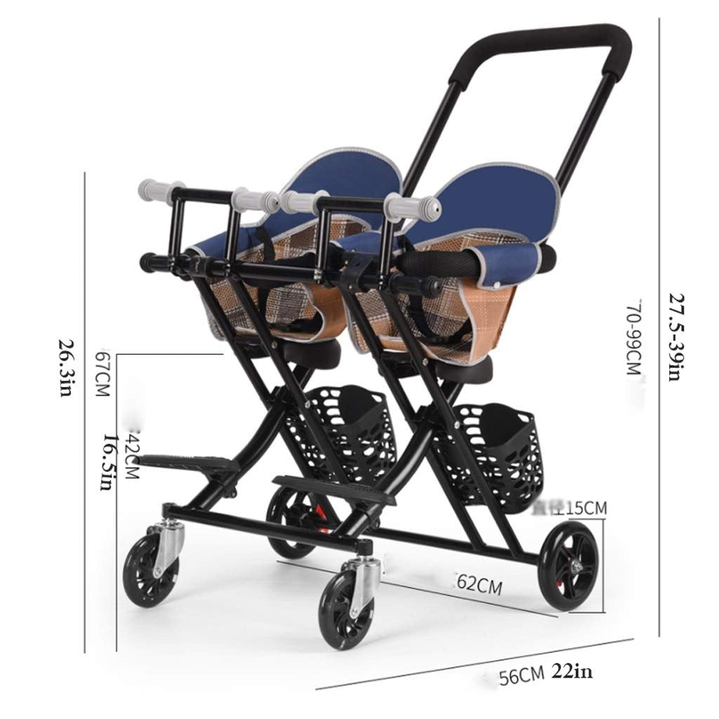 عربة أطفال توأم عملية وخفيفة الوزن – قابلة للطي من عمر 6 أشهر حتى 6 سنوات